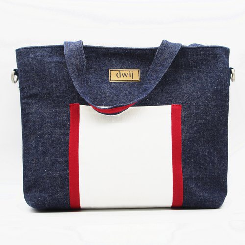 Upcycled Handcrafted Denim Jeans Blue Womens Office Tote Bag